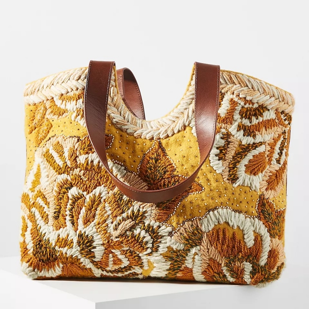 Anthropologie Aimee Beaded Tote Bag- Like New